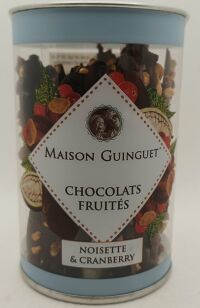 chocolats fruités noisettes et Cramberry Guinguet 100gr